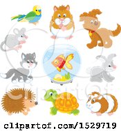 Clipart Of Cute Pet Animals Royalty Free Vector Illustration by Alex Bannykh
