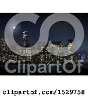 Clipart Of A City Skyline At Night Royalty Free Vector Illustration