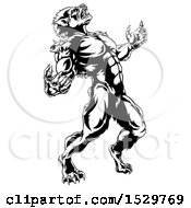 Clipart Of A Black And White Werewolf Beast Howling And Transforming Royalty Free Vector Illustration