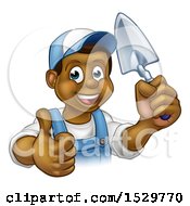 Clipart Of A Black Male Mason Worker Holding A Trowel And Giving A Thumb Up Royalty Free Vector Illustration