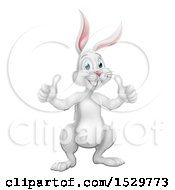 Clipart Of A White Easter Bunny Rabbit Giving Two Thumbs Up Royalty Free Vector Illustration