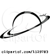 Clipart Of A Black And White Planet Royalty Free Vector Illustration