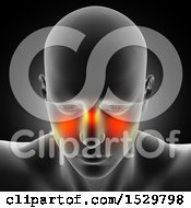 Clipart Of A 3d Xray Man With Visible Glowing Sinus Pain Royalty Free Illustration by KJ Pargeter
