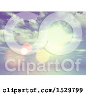 Clipart Of A Cloudy Sky With Sunshine And Flares Royalty Free Illustration