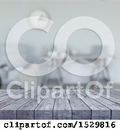 Poster, Art Print Of 3d Gray Wooden Surface In A Blurred Room