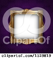 Clipart Of A Golden Ornate Blank Picture Frame Over A Purple Wall Royalty Free Vector Illustration