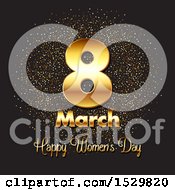 Clipart Of A Happy Womens Day March 8 Golden Design On Black Royalty Free Vector Illustration