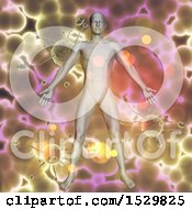 Clipart Of A 3d Male Over Virus Cells Royalty Free Illustration