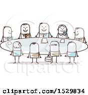Poster, Art Print Of Group Of Stick Business Men Around A Meeting Table