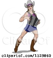 Clipart Of A Woman Playing An Accordian Royalty Free Vector Illustration