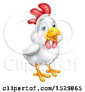 Poster, Art Print Of Cute Happy White Chicken Or Rooster