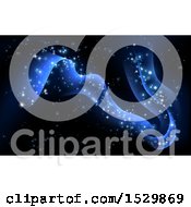 Clipart Of A Magical Blue Wave With Stars And Magic Sparkles Royalty Free Vector Illustration