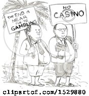 Sketched Cartoon Samoan Preacher And Lay Minister Protesting Against Gambling