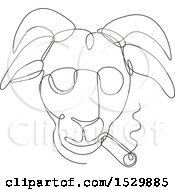 Sketched Lineart Hipster Goat Smoking A Cigar And Wearing Shades