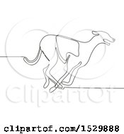 Racing Greyhound Dog Black And White Continuous Line Drawing Style