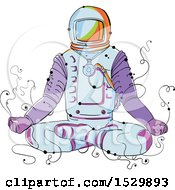 Poster, Art Print Of Sketched Astronaut Sitting In Lotus Pose