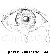 Clipart Of A Sketched Watering Or Crying Human Eye Royalty Free Vector Illustration by patrimonio