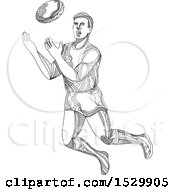 Poster, Art Print Of Sketched Aussie Rules Football Player Catching