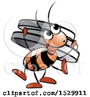 Clipart Of A Red Ant Carrying Plate Weights On His Back Royalty Free Vector Illustration by Lal Perera