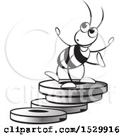 Clipart Of A Black And White Ant On Plate Weights Royalty Free Vector Illustration by Lal Perera