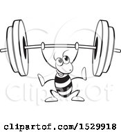 Clipart Of A Black And White Ant Lifting A Barbell Royalty Free Vector Illustration by Lal Perera