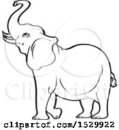 Poster, Art Print Of Black And White Elephant Raising His Trunk