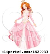 Poster, Art Print Of Beautiful Red Haired Princess In A Pink Gown