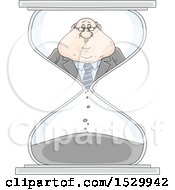 Clipart Of A Fat Caucasian Business Man In An Hourglass Royalty Free Vector Illustration