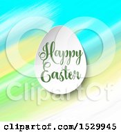 Poster, Art Print Of Happy Easter Greeting With An Egg Over Watercolor Strokes