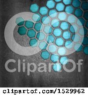 Clipart Of A Metal Background With Blue Honeycombs Royalty Free Illustration