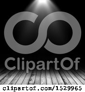 Clipart Of A Light Shining Down In A Dark Room With Wooden Floors Royalty Free Illustration by KJ Pargeter