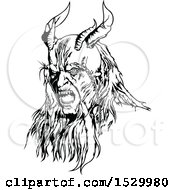 Poster, Art Print Of Black And White Horned Devil