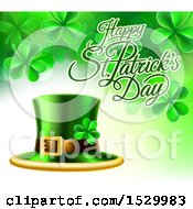 Poster, Art Print Of Happy St Patricks Day Greeting With A Leprechaun Hat And Shamrocks