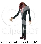 Clipart Of A 3d Professional Parasite Holding Out A Hand Royalty Free Illustration