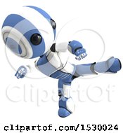 Clipart Of A 3d Ao Maru Robot Fighter Kicking Royalty Free Illustration