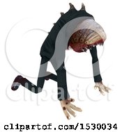 Clipart Of A 3d Professional Parasite Throwing Up Royalty Free Illustration