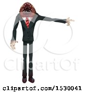 Clipart Of A 3d Professional Parasite Pointing Royalty Free Illustration