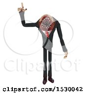 Clipart Of A 3d Professional Parasite Pointing Up Royalty Free Illustration