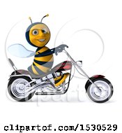 Clipart Of A 3d Male Bee Riding A Chopper Motorcycle On A White Background Royalty Free Illustration