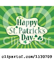 Poster, Art Print Of Happy St Patricks Day Greeting With Shamrocks And Rays