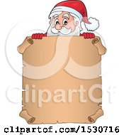 Poster, Art Print Of Christmas Santa Claus Over A Parchment Scroll