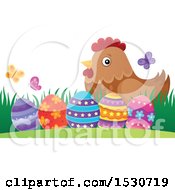 Poster, Art Print Of Mother Hen And Decorated Easter Eggs