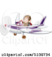 Poster, Art Print Of Happy Boy Flying An Airplane