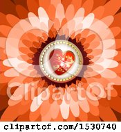 Poster, Art Print Of Flower Petal Background With A Love Heart