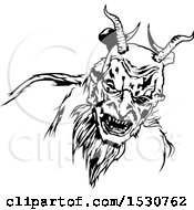 Clipart Of A Black And White Evil Devil Face Royalty Free Vector Illustration