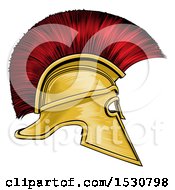 Clipart Of A Gold And Red Spartan Helmet Royalty Free Vector Illustration