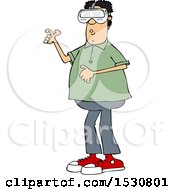 Cartoon Man Wearing Virtual Reality Goggles