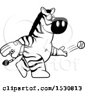 Poster, Art Print Of Black And White Cartoon Zebra Baseball Pitcher