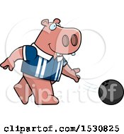 Clipart Of A Cartoon Hippo Bowling Royalty Free Vector Illustration by Cory Thoman
