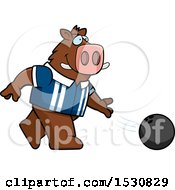 Clipart Of A Cartoon Boar Bowling Royalty Free Vector Illustration by Cory Thoman